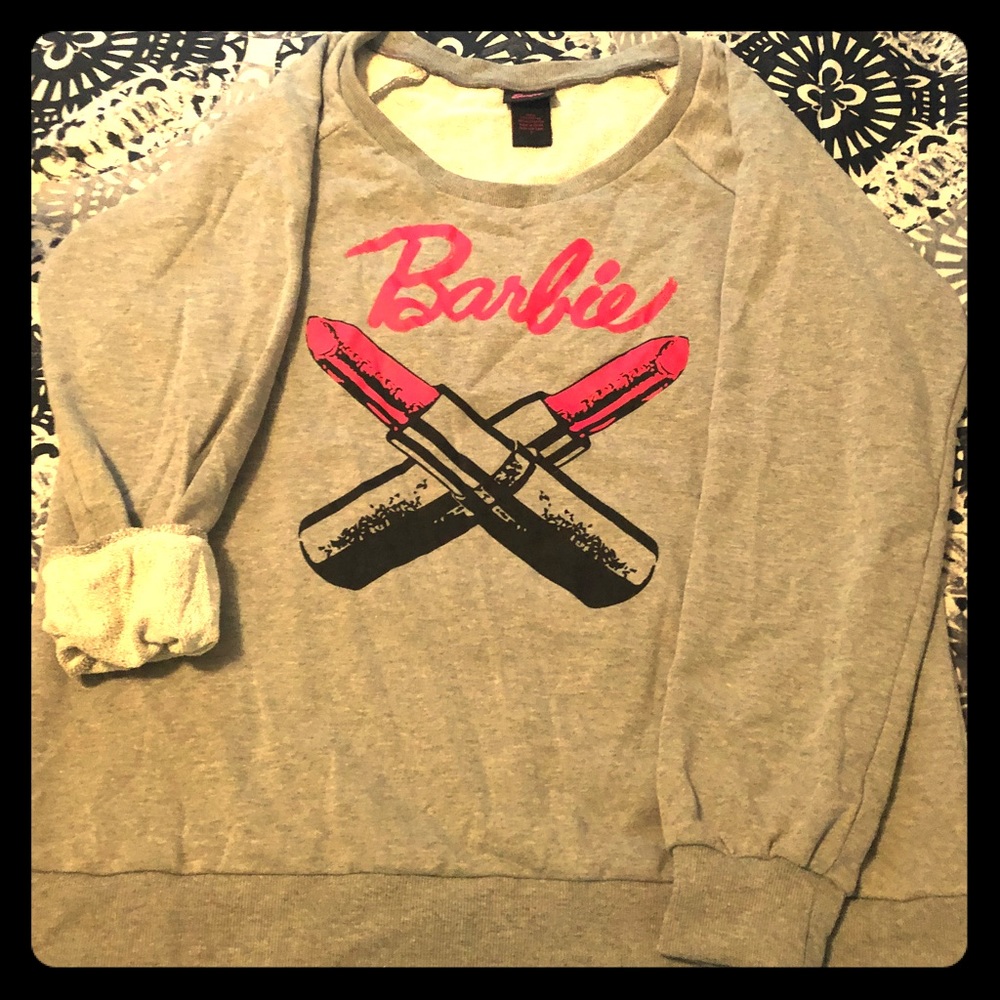 Barbie lipstick grey sweatshirt from Torrid